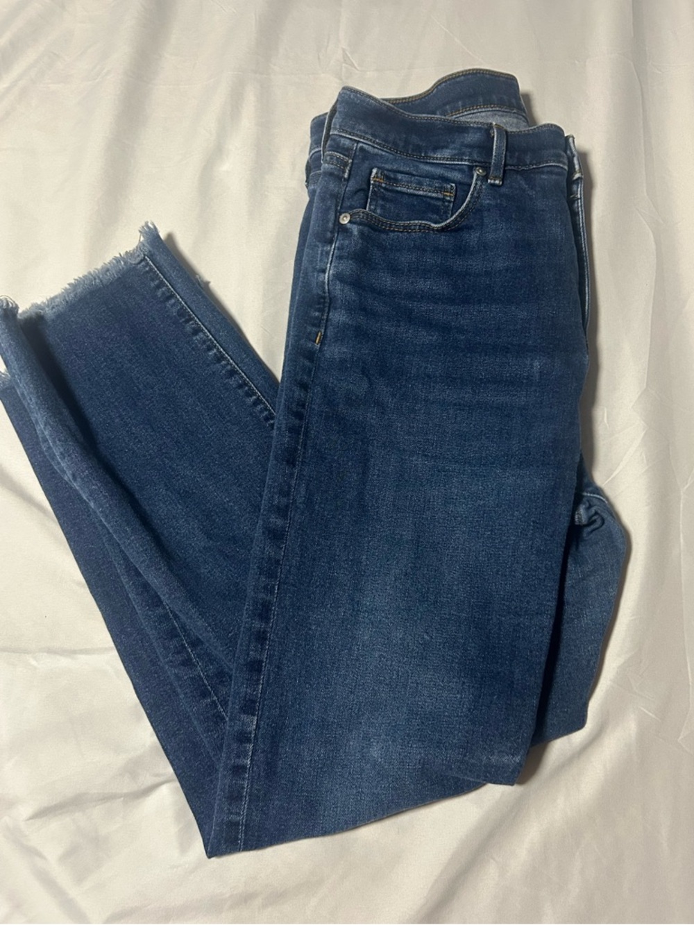 Loft High Waist Straight Leg Jeans Raw Hem Size 10 Ankle 30” Women’s